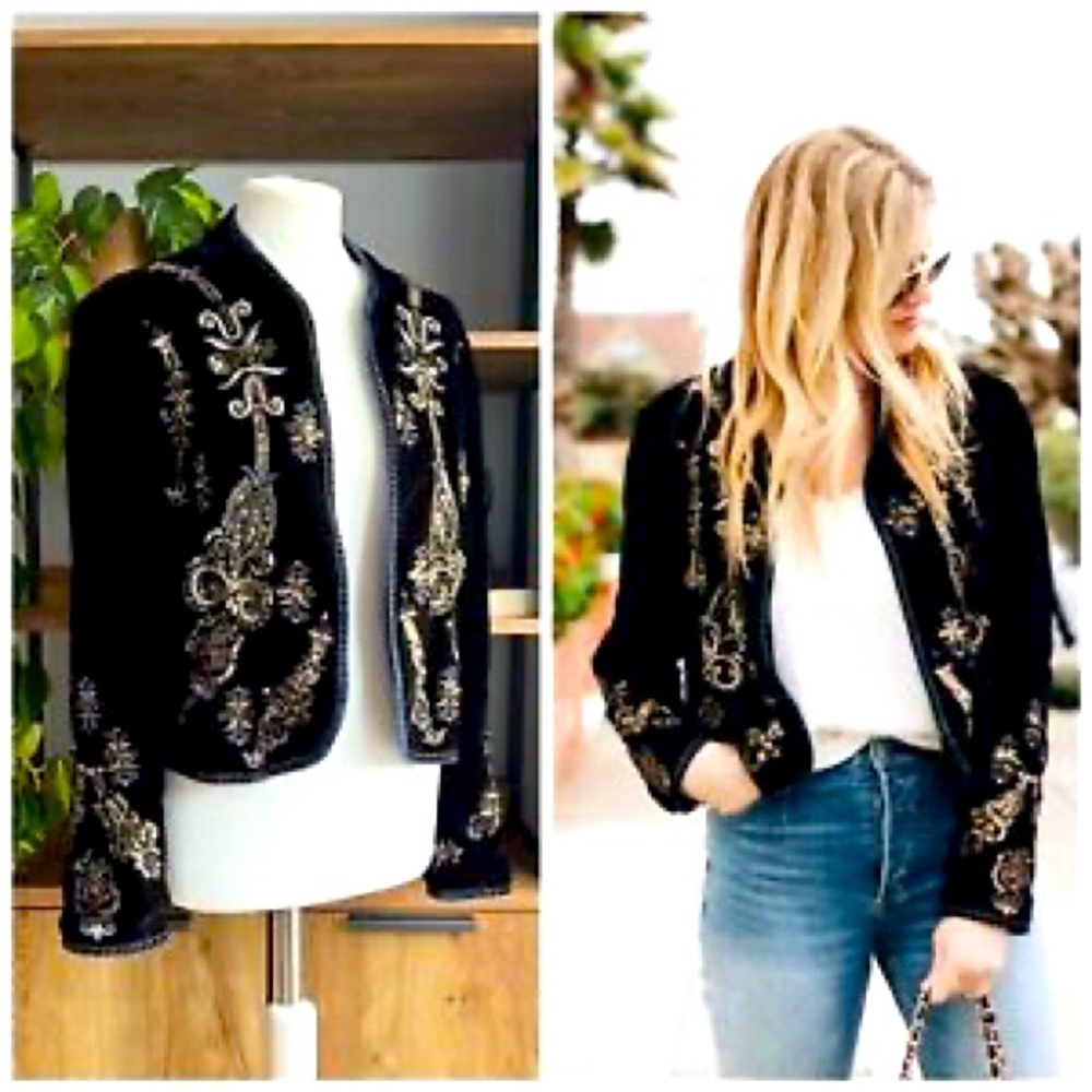 Zara
Black W New W/Out Tags Collection Velvet Embroidered Jacket